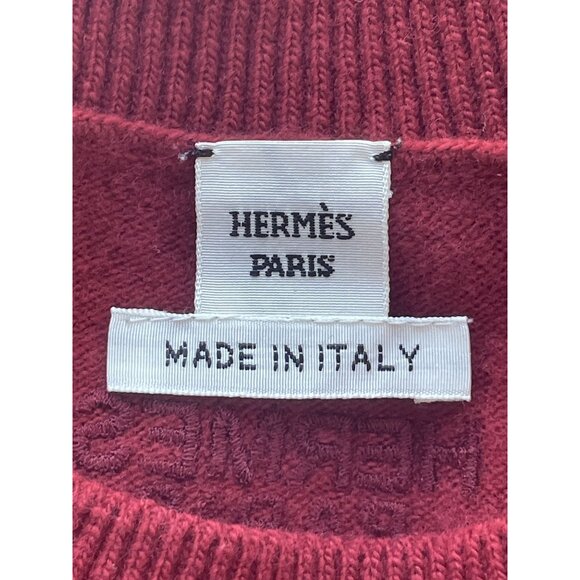 Hermès Paris Red Wool Short-Sleeve Embroidered Sweater - Picture 8 of 8